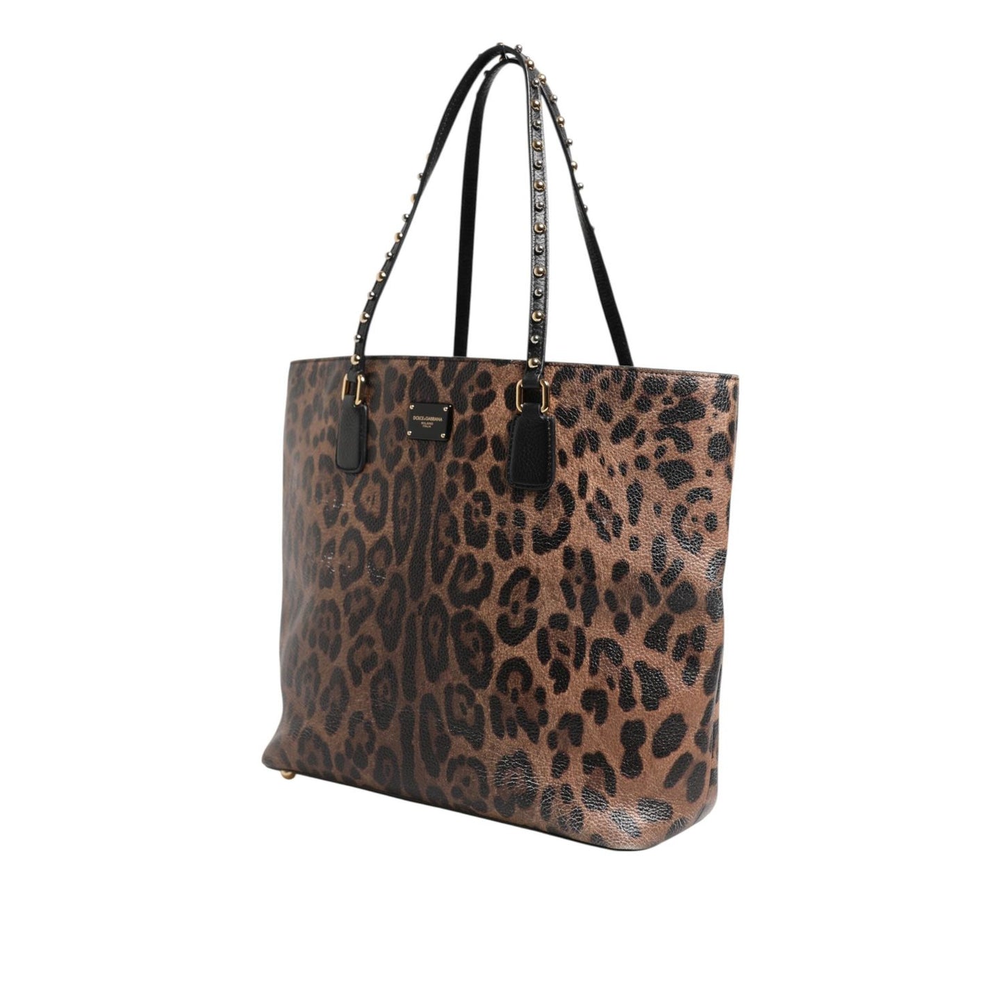 Dolce & Gabbana Brown Leopard GLAM Leather Logo Plaque Tote Bag BAG4708