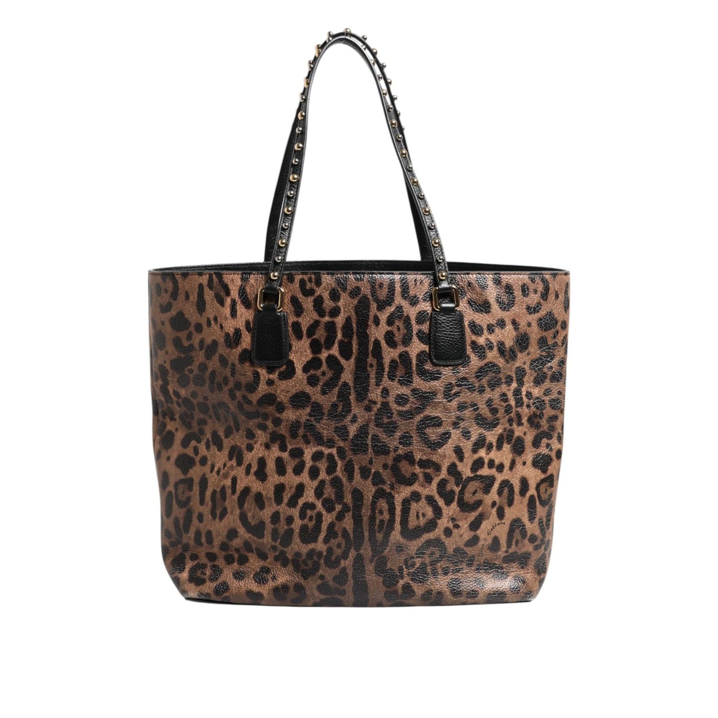 Dolce & Gabbana Brown Leopard GLAM Leather Logo Plaque Tote Bag BAG4708