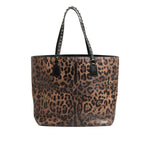 Dolce & Gabbana Brown Leopard GLAM Leather Logo Plaque Tote Bag BAG4708