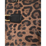 Dolce & Gabbana Brown Leopard GLAM Leather Logo Plaque Tote Bag BAG4708