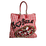 Dolce & Gabbana Red I Love Pizza Rhinestone Embellished Tote Bag BAG4709