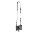 Dolce & Gabbana Black Leather Crystal Embellished Card Holder Wallet BAG4712