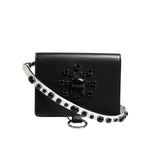 Dolce & Gabbana Black Leather Crystal Embellished Card Holder Wallet BAG4712