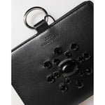 Dolce & Gabbana Black Leather Crystal Embellished Card Holder Wallet BAG4712