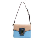 Dolce & Gabbana Blue Beige Exotic Leather LUCIA Crossbody Bag BAG4717