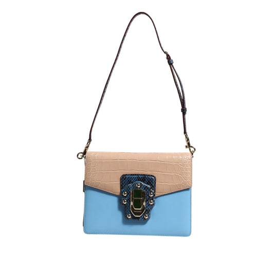 Dolce & Gabbana Blue Beige Exotic Leather LUCIA Crossbody Bag BAG4717