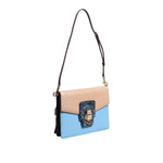 Dolce & Gabbana Blue Beige Exotic Leather LUCIA Crossbody Bag BAG4717