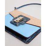 Dolce & Gabbana Blue Beige Exotic Leather LUCIA Crossbody Bag BAG4717