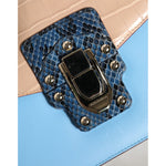 Dolce & Gabbana Blue Beige Exotic Leather LUCIA Crossbody Bag BAG4717