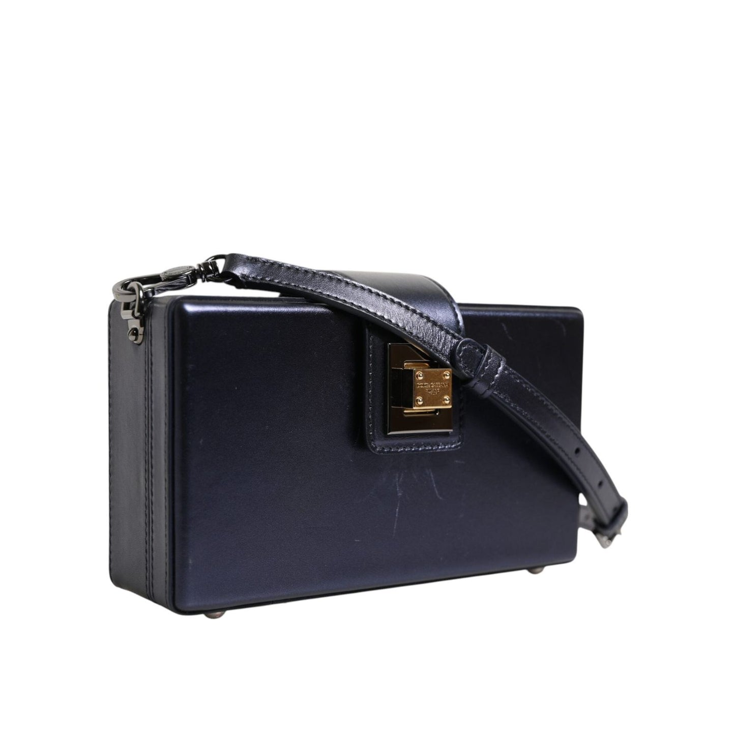 Dolce & Gabbana Blue DG BOX Lambskin Leather Crossbody Strap Bag BAG4718