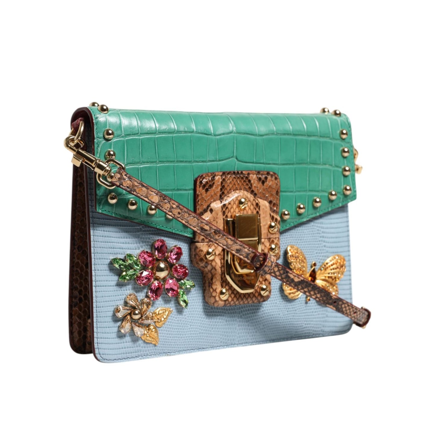 Dolce & Gabbana Blue Green LUCIA Embellished Crossbody Bag BAG4721