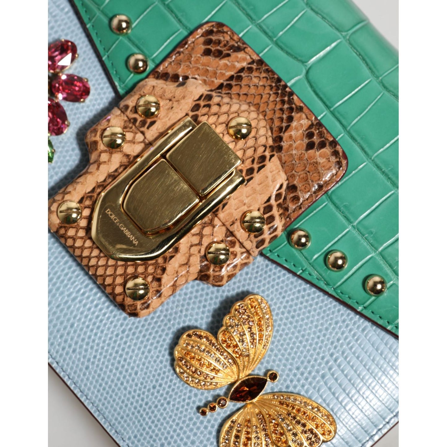 Dolce & Gabbana Blue Green LUCIA Embellished Crossbody Bag BAG4721
