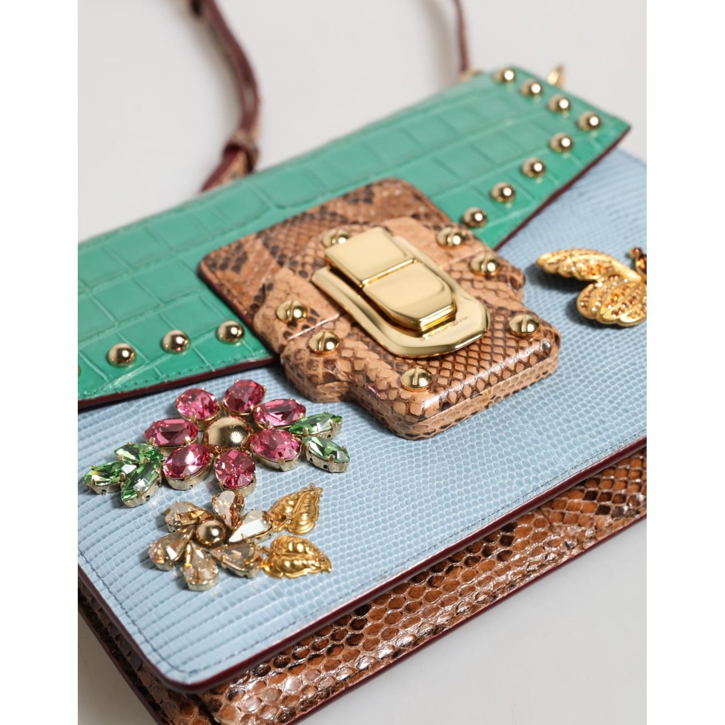 Dolce & Gabbana Blue Green LUCIA Embellished Crossbody Bag BAG4721