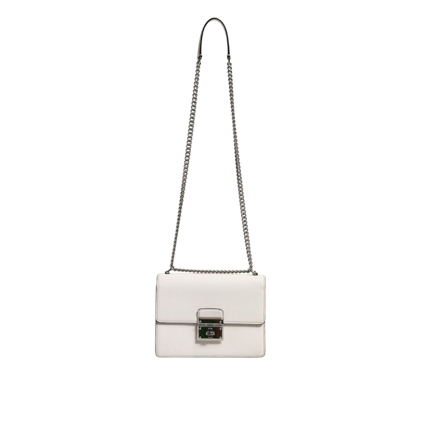 Dolce & Gabbana White Rosalia Small Calfskin Chain Shoulder Strap Bag BAG4723