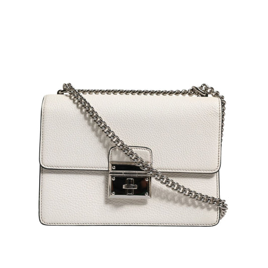 Dolce & Gabbana White Rosalia Small Calfskin Chain Shoulder Strap Bag BAG4723