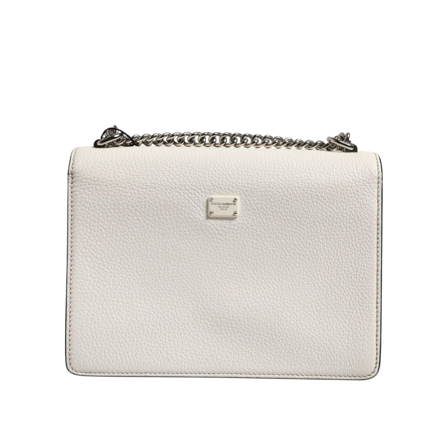 Dolce & Gabbana White Rosalia Small Calfskin Chain Shoulder Strap Bag BAG4723