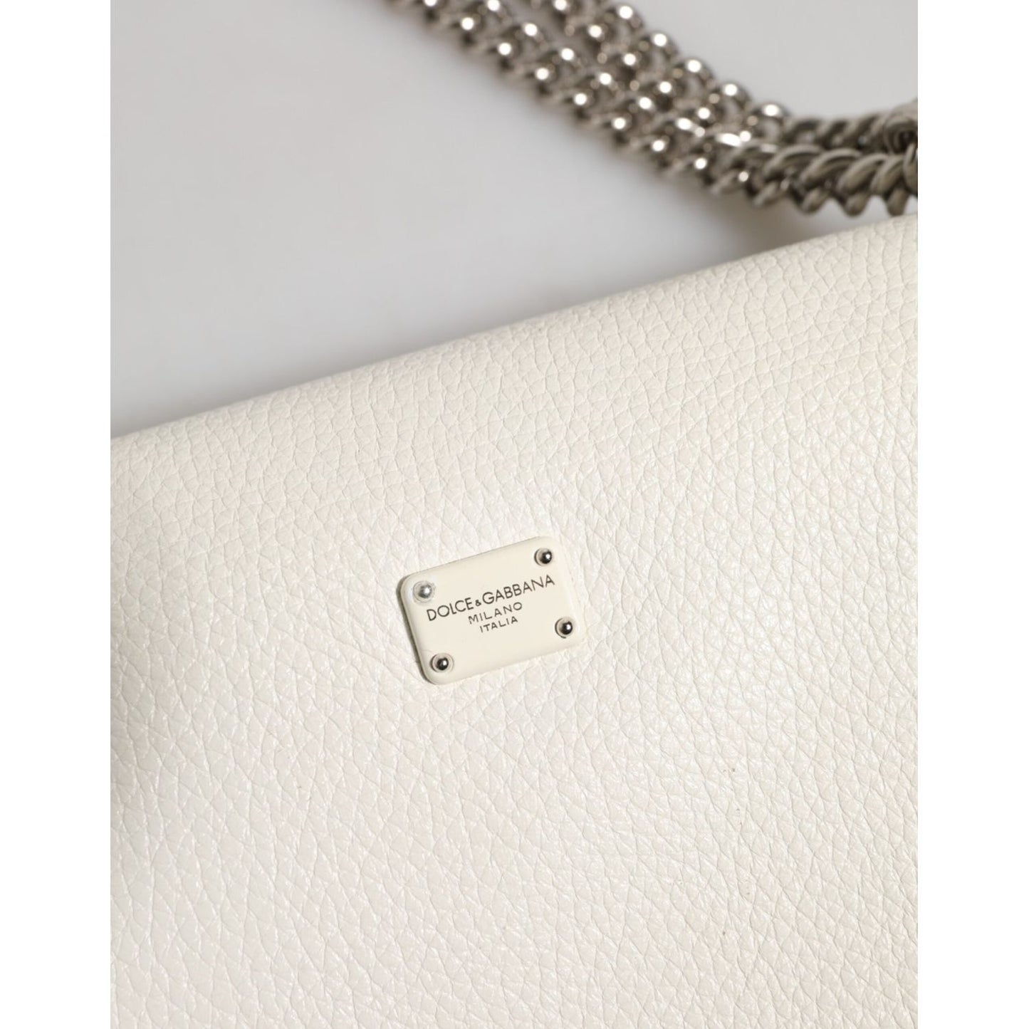 Dolce & Gabbana White Rosalia Small Calfskin Chain Shoulder Strap Bag BAG4723