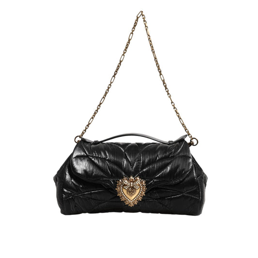 Dolce & Gabbana Black Quilted Nylon Devotion Satchel Chain Strap Bag BAG4724