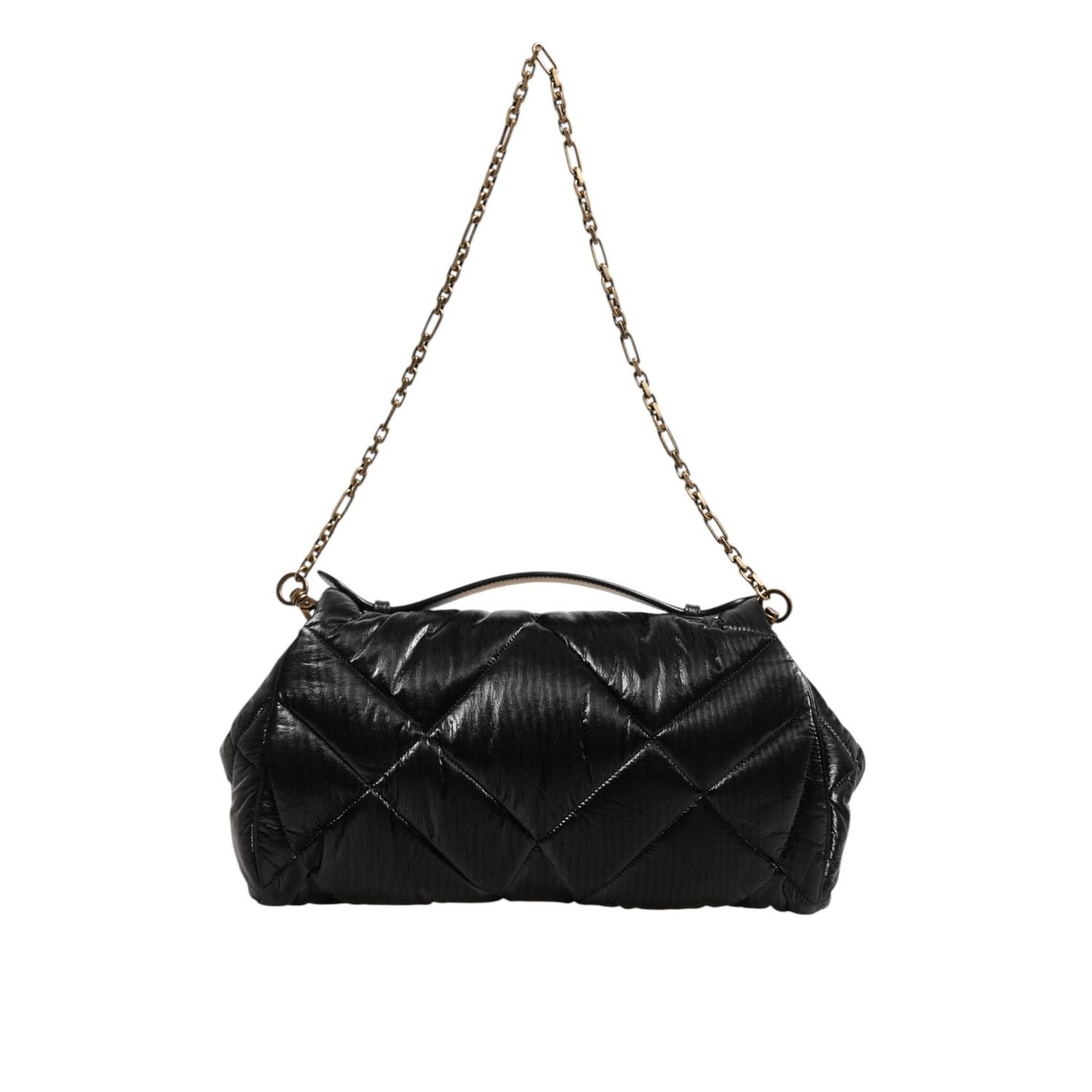 Dolce & Gabbana Black Quilted Nylon Devotion Satchel Chain Strap Bag BAG4724