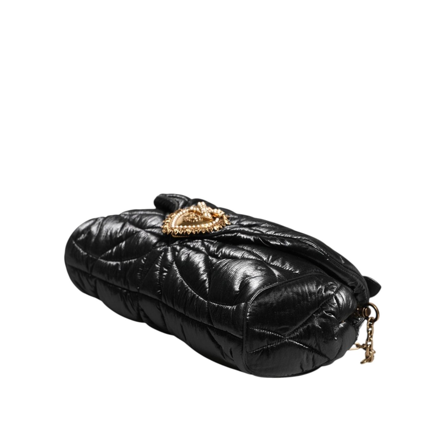 Dolce & Gabbana Black Quilted Nylon Devotion Satchel Chain Strap Bag BAG4724