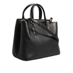 Dolce & Gabbana Black Calf Leather Logo Plaque Shoulder Tote Bag BAG4727