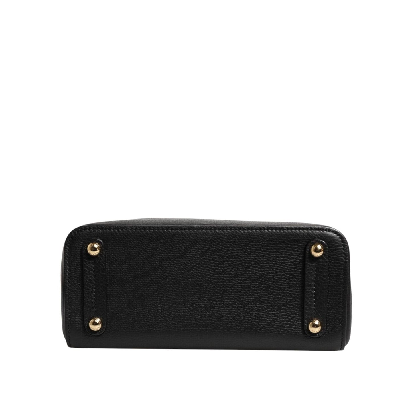 Dolce & Gabbana Black Calf Leather Logo Plaque Shoulder Tote Bag BAG4727