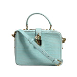 Dolce & Gabbana Mint Green Embossed Leather Padlock Shoulder Bag BAG4729