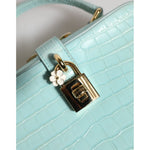 Dolce & Gabbana Mint Green Embossed Leather Padlock Shoulder Bag BAG4729