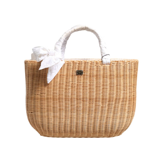 Dolce & Gabbana Beige Fiber Vegetable Basket Handbag Tote Bag BAG4731