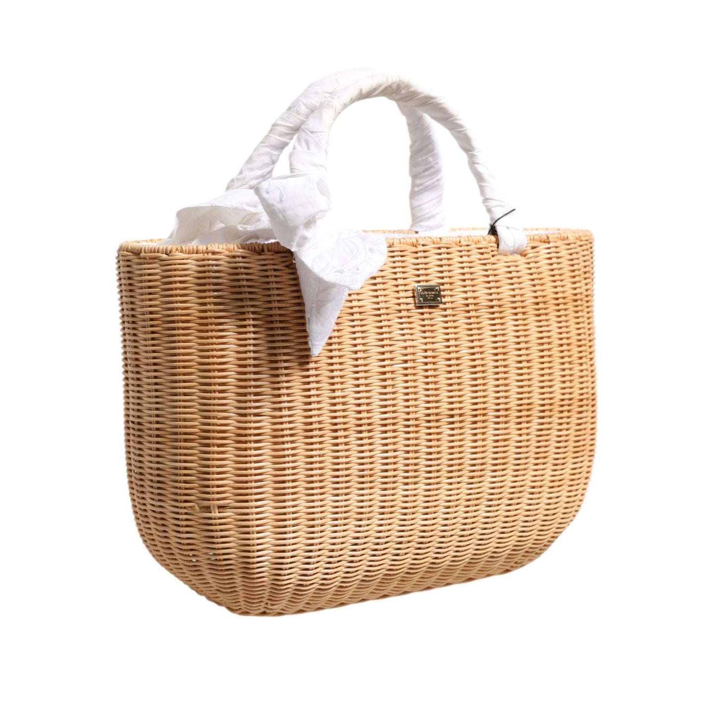 Dolce & Gabbana Beige Fiber Vegetable Basket Handbag Tote Bag BAG4731