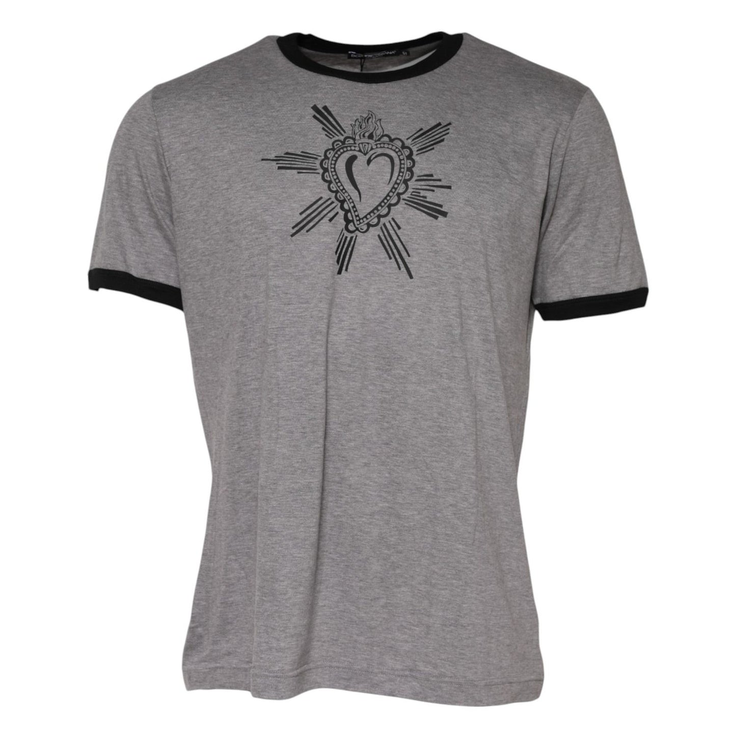 Dolce & Gabbana Gray Sacred Heart Cotton Crew Neck T-shirt