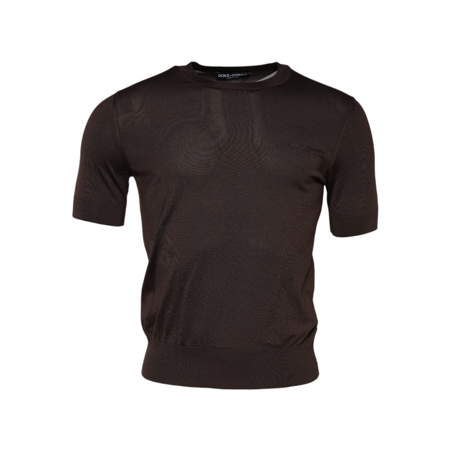 Dolce & Gabbana Brown Silk Crew Neck Short Sleeves T-shirt