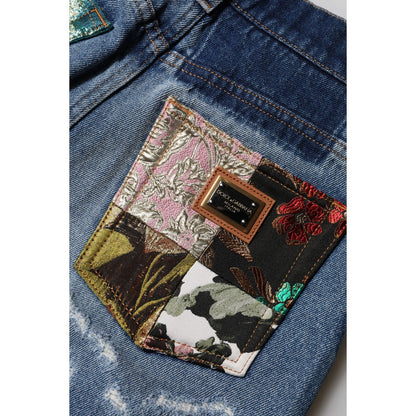 Dolce & Gabbana Blue AMBER Tattered High Waist Denim Jeans