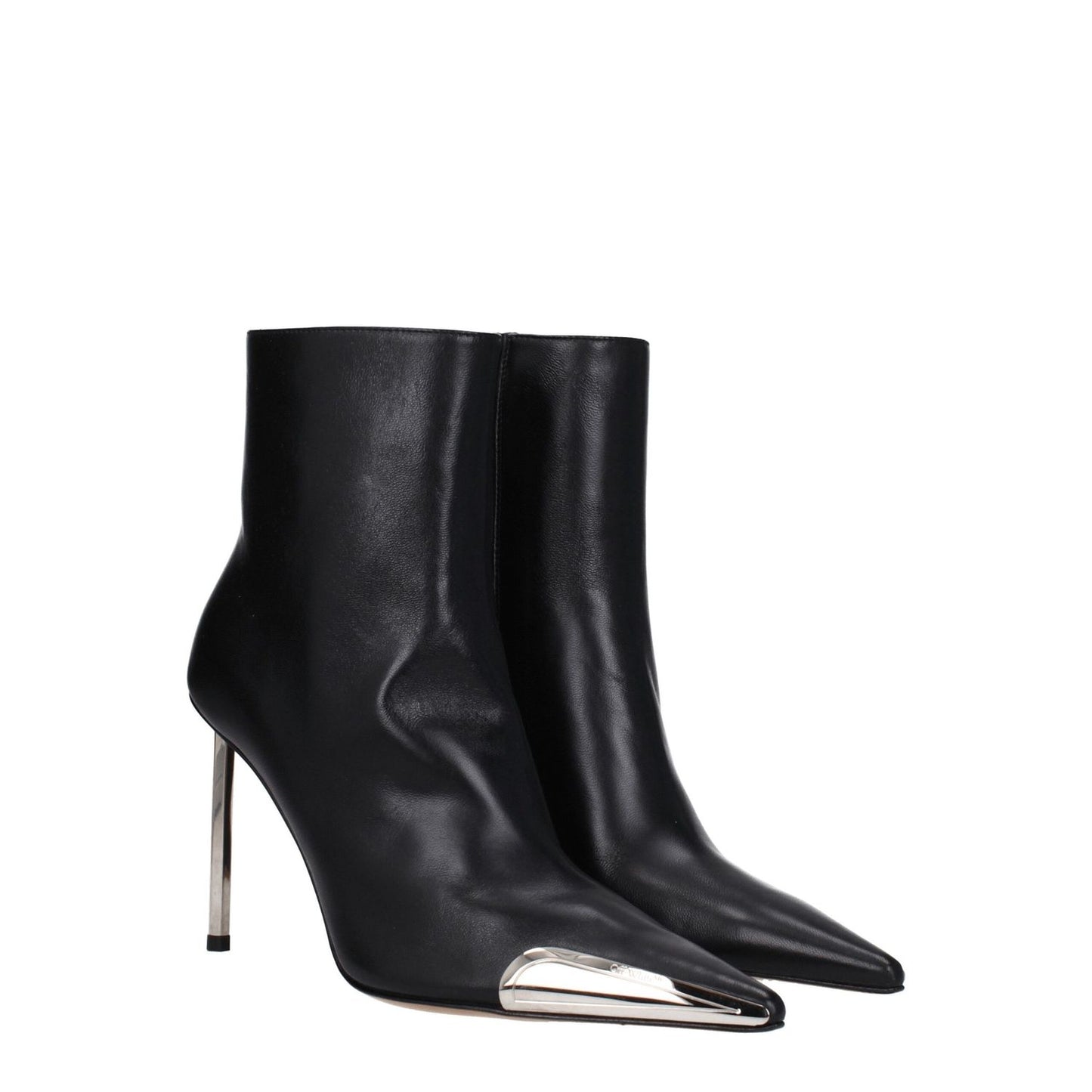 Off-White Black Leather Ankle Boots