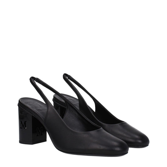 Max Mara Black Leather High Heel Pumps MA-8616497873161-EU38.5/US8.5