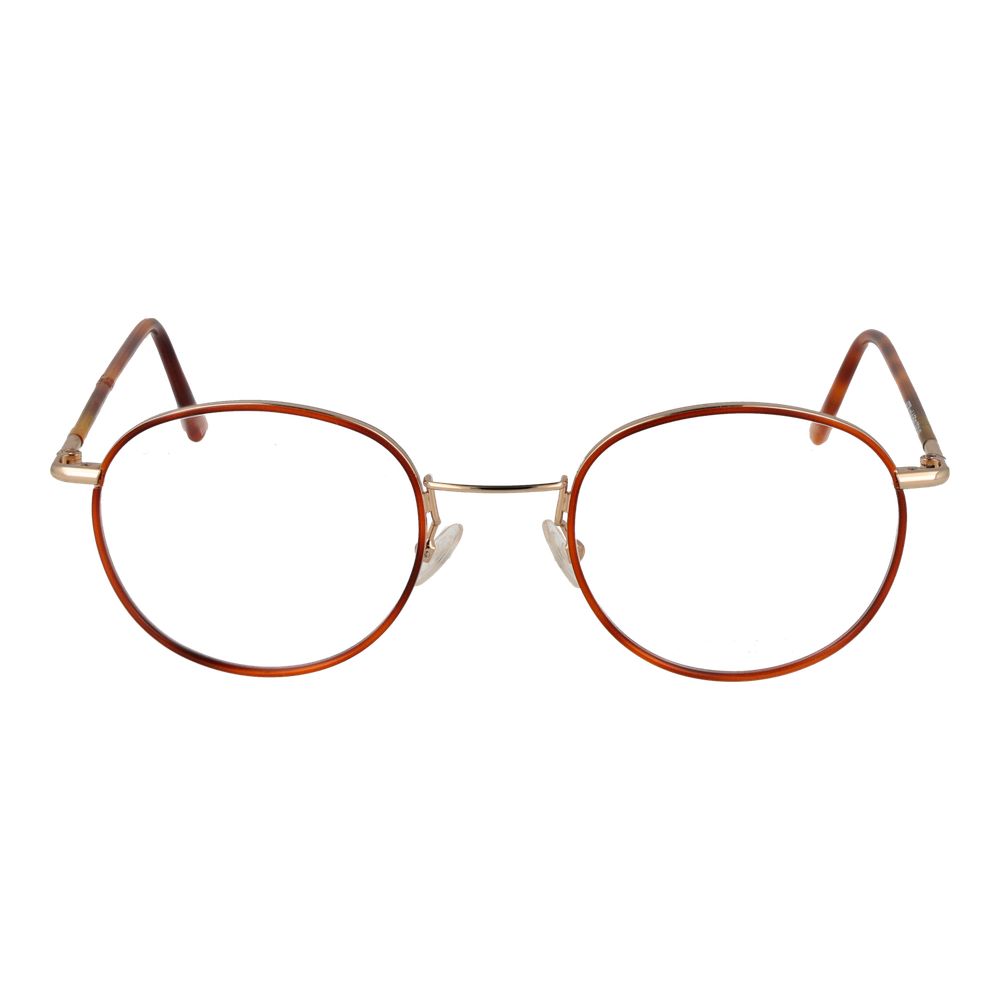 Andy Wolf Orange Unisex Glasses Frame with metal full-rim and panto style, featuring 50mm plastic demo lenses, and a branded case included.