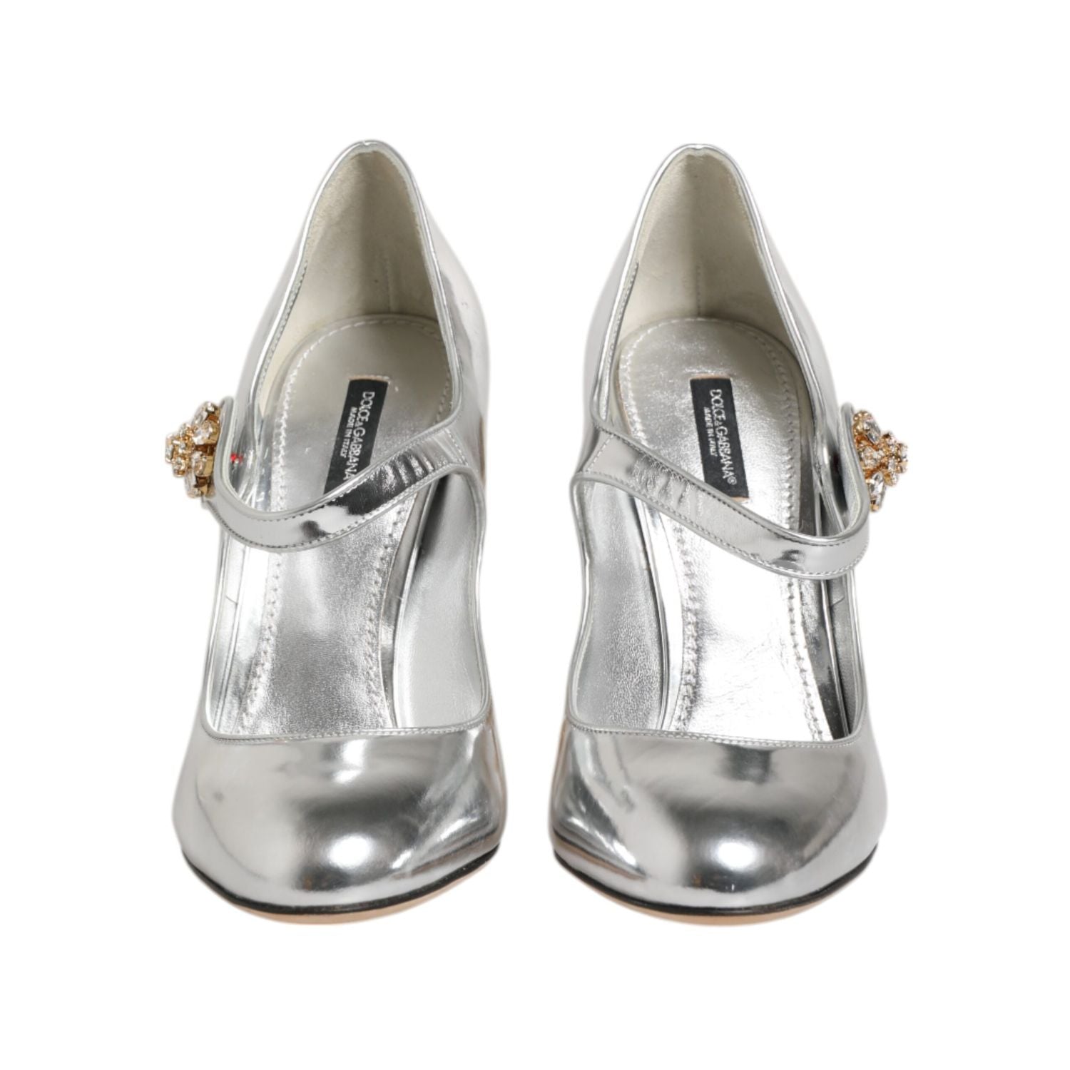 Dolce & Gabbana Silver Chandelier Sculpted Heel Mary Jane Pump Shoes