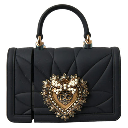 Dolce & Gabbana Case Black Silicone Devotion Heart Cover Hand Bag Airpod
