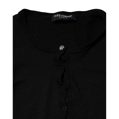 Dolce & Gabbana Black STAFF Round Neck Cardigan Sweater