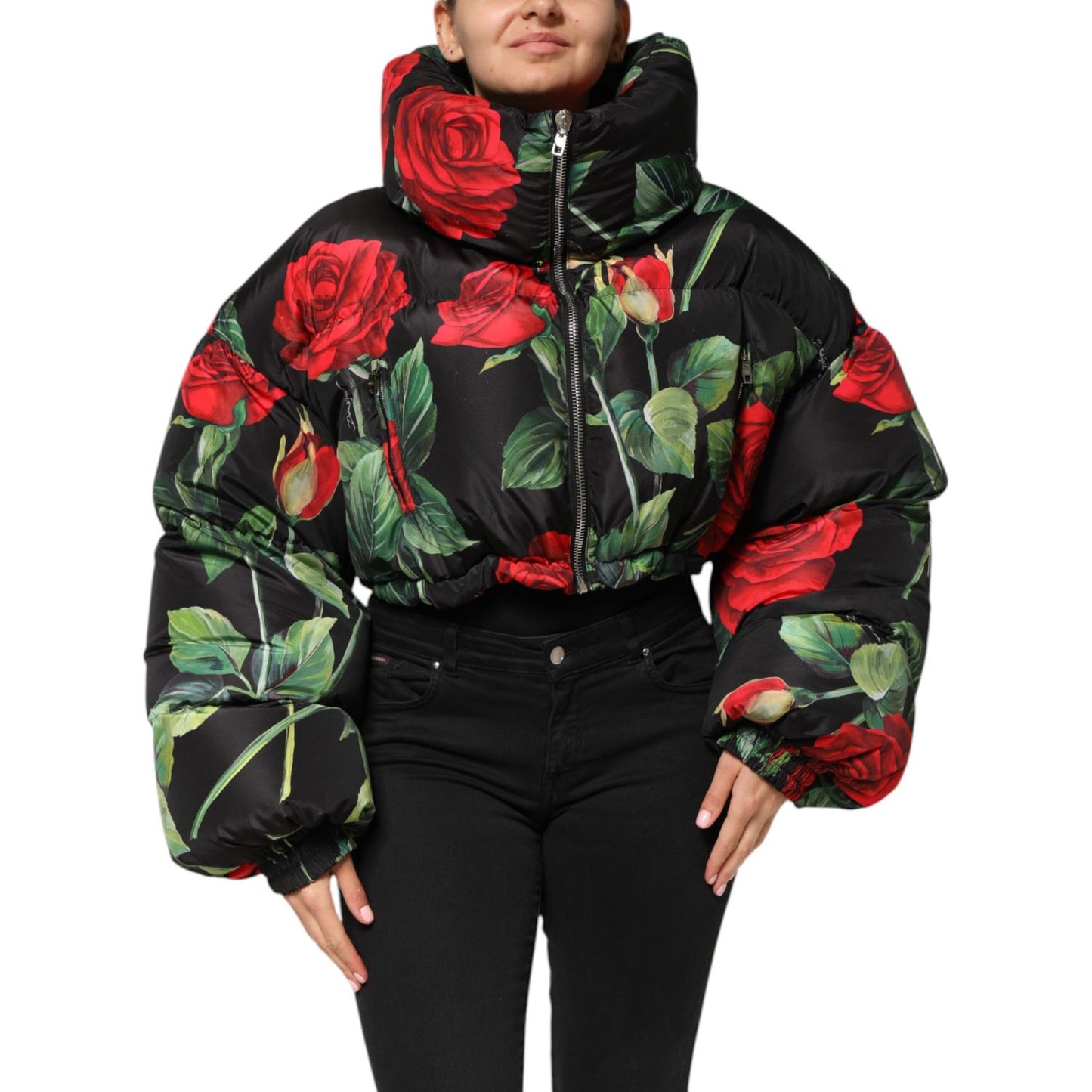 Dolce & Gabbana Multicolor Floral Puffer Coat Full Zip Jacket