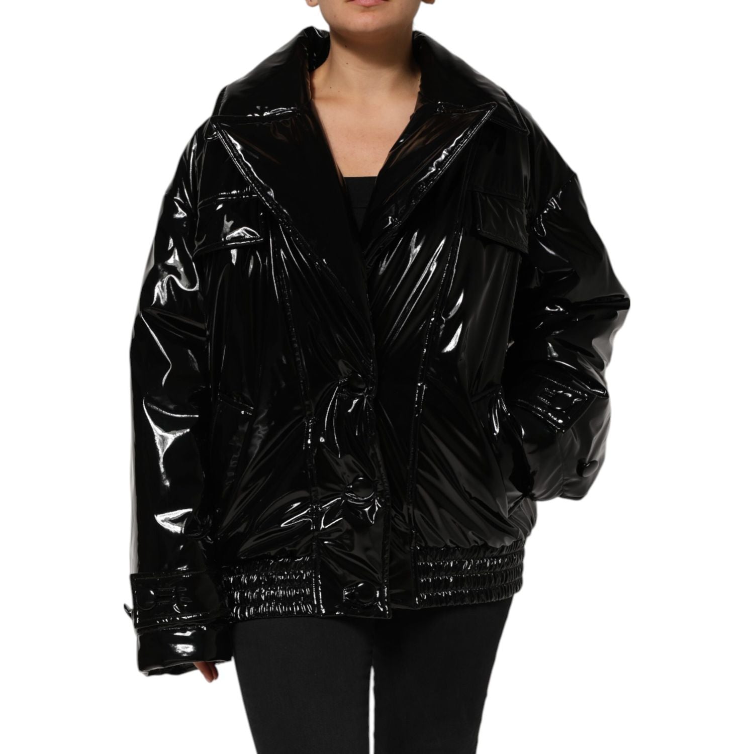 Dolce & Gabbana Polyester Black Quilted Puffer Coat  Jacket