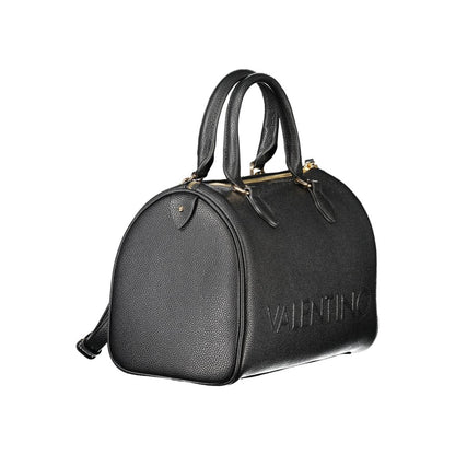 Mario Valentino Black Polyethylene Women Handbag with adjustable shoulder strap, eco-friendly Italian design, sleek and unique.
