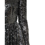 Dolce & Gabbana Black Sequined Long Sleeves Midi A-line Dress DR81823-40