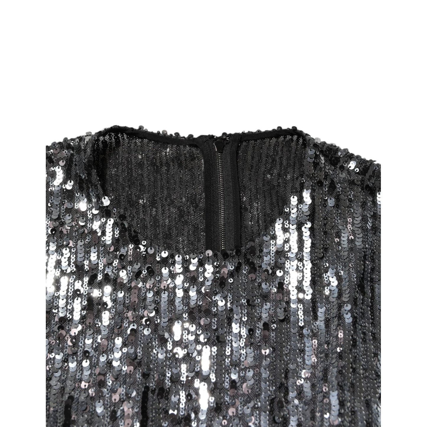 Dolce & Gabbana Black Sequined Long Sleeves Midi A-line Dress DR81823-40