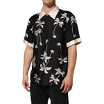 Dolce & Gabbana Black Printed Silk Short Sleeves Casual Shirt TSH90584-41
