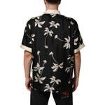 Dolce & Gabbana Black Printed Silk Short Sleeves Casual Shirt TSH90584-41