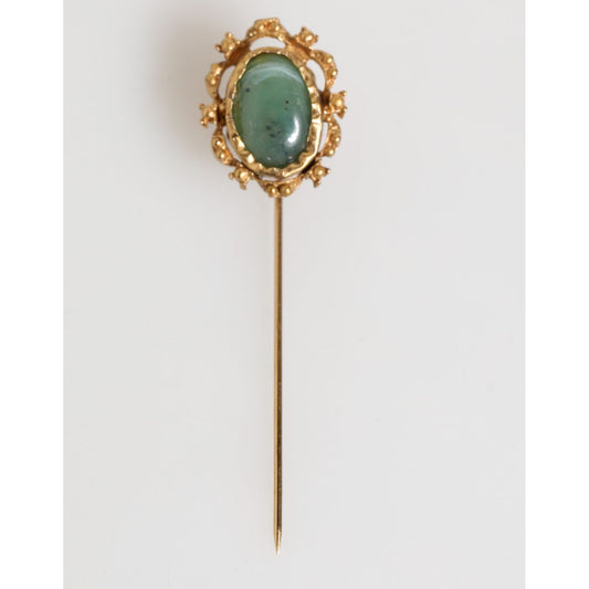 Dolce & Gabbana Gold Tone Green Stone Antique Men Accessory Brooch Pin SMY11074