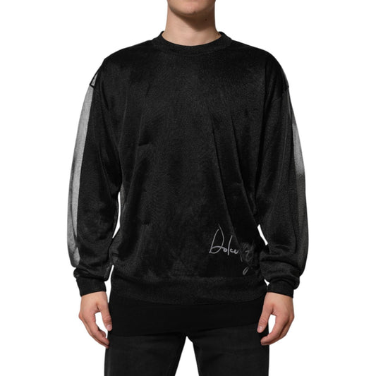 Dolce & Gabbana Black Polyester Pullover Sweatshirt Sweater