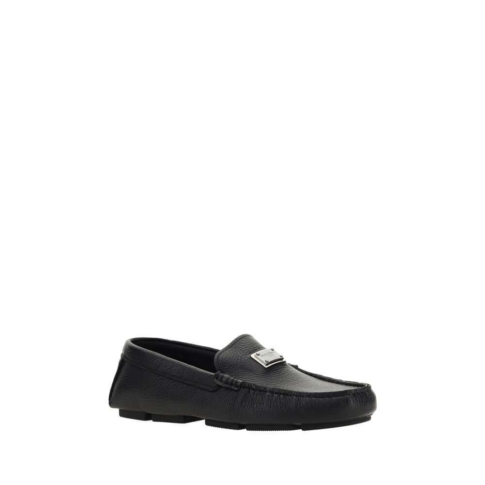Dolce & Gabbana Black Rubber Slip-On Loafers