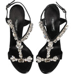 Dolce & Gabbana Black Keira Crystals Heels Sandals Shoes LA12910-41